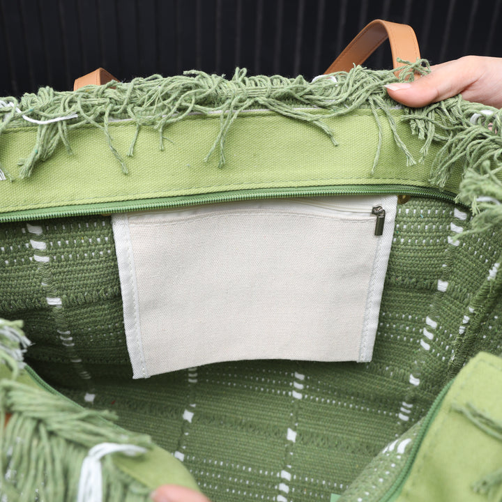 Olive Weave Tote