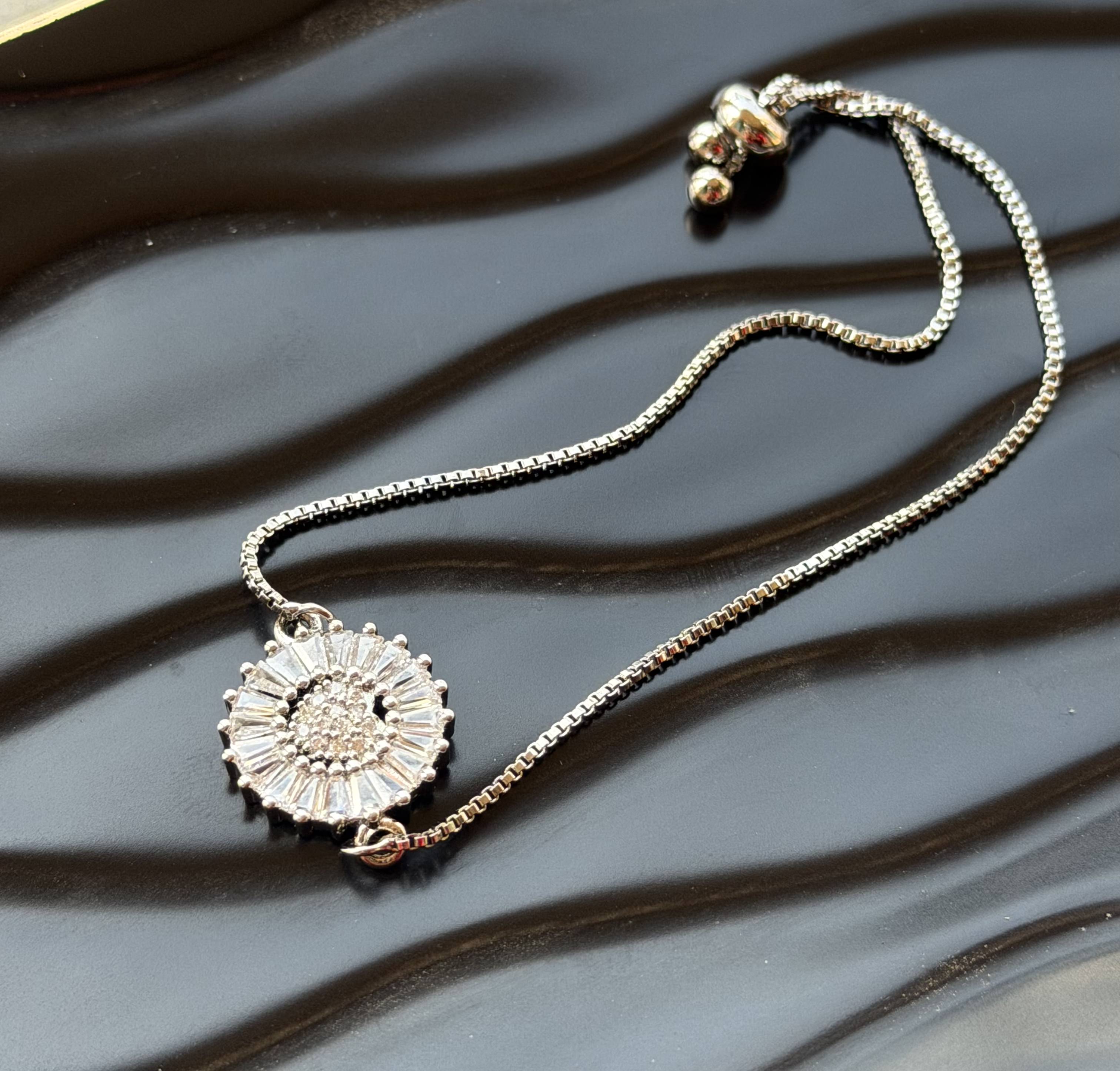 Diamond Heart Silver Bracelet