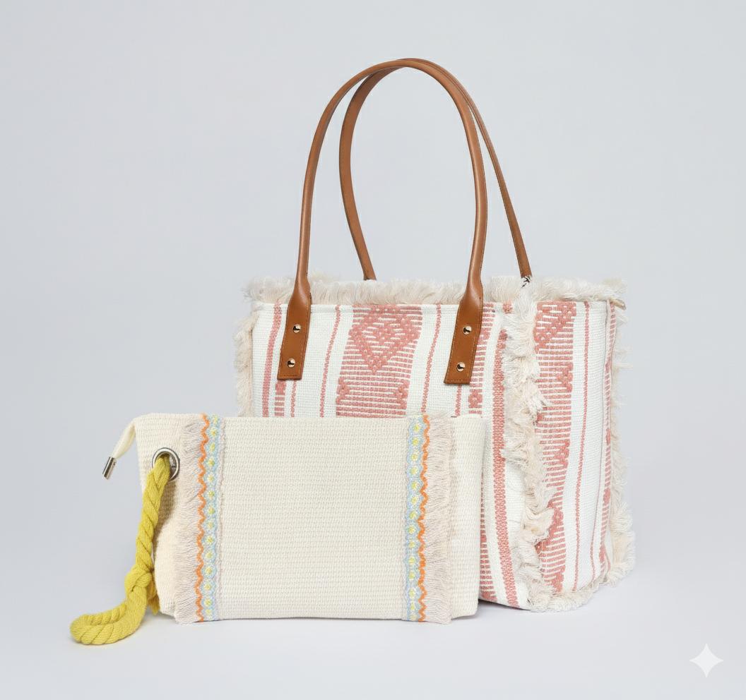 Blush Loom Tote + Tropical Knots Clutch