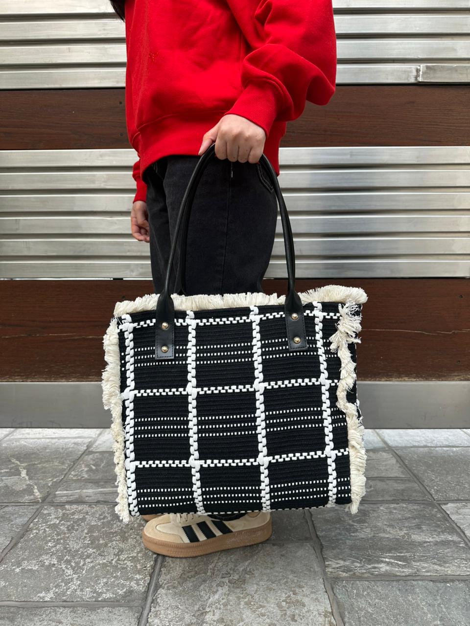 Monochrome Weave Tote
